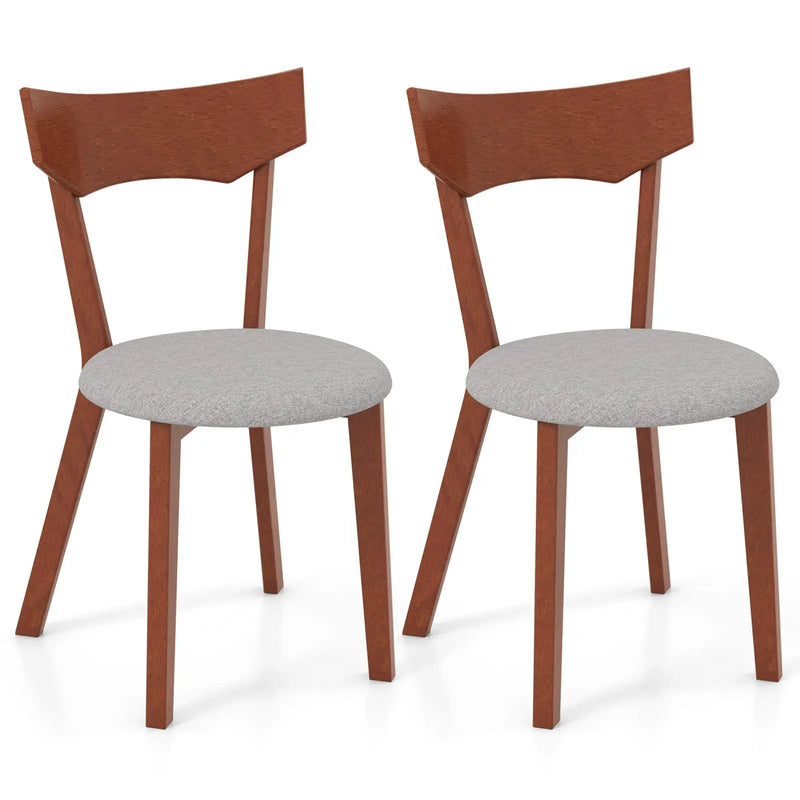 Wooden Dining Chair Set of 2 with Rubber Wood Legs and Padded Seat Cushion by DirectDeals