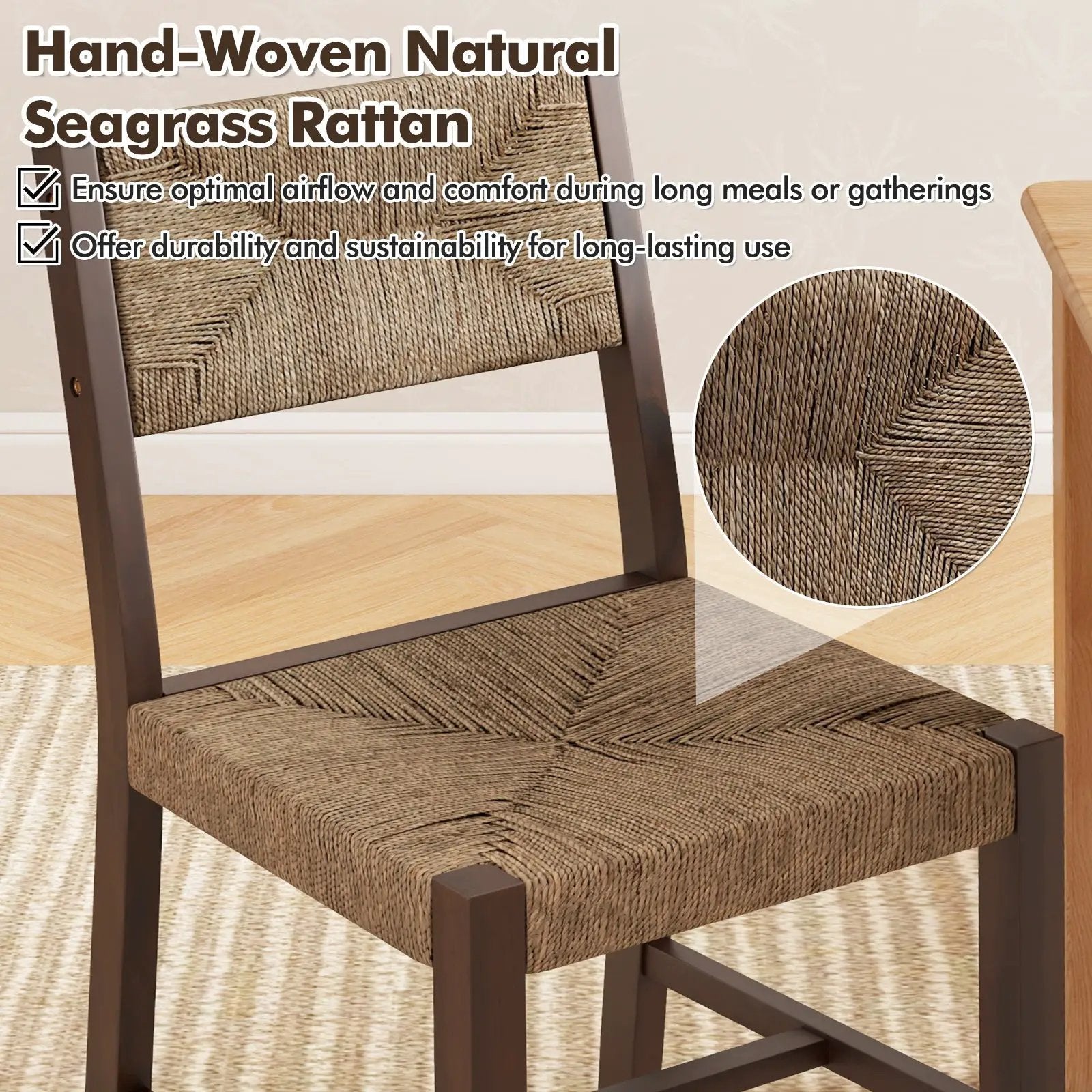 Wooden Dining Chair Set of 2 for Kitchen Dining Room-Brown by DirectDeals