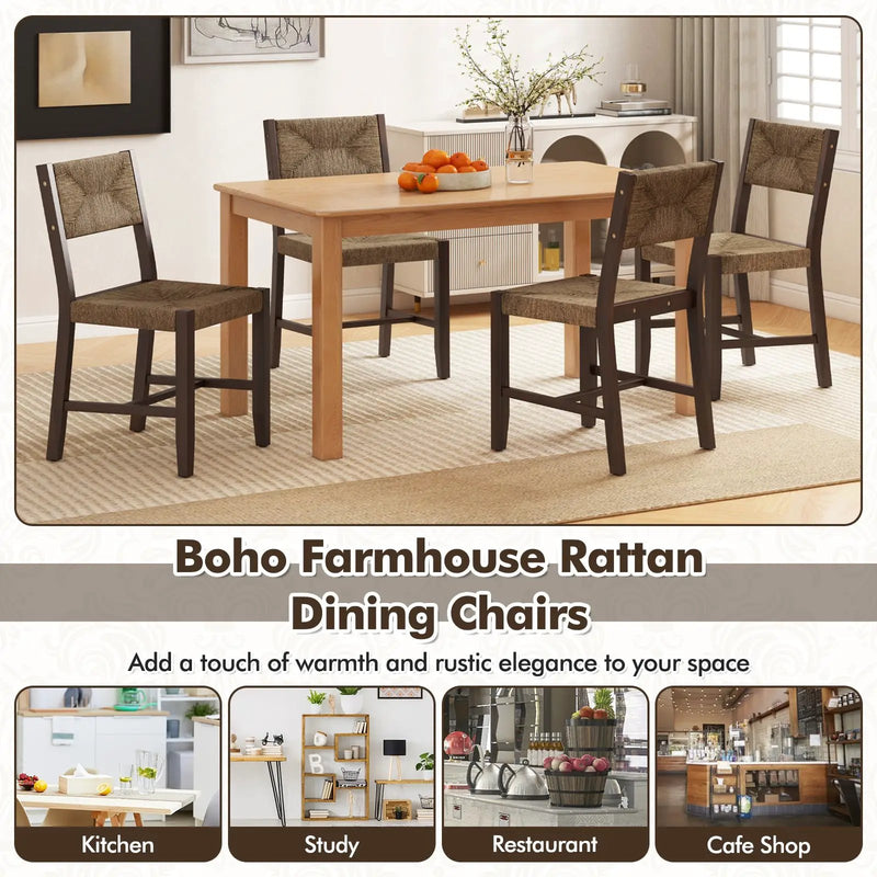Wooden Dining Chair Set of 2 for Kitchen Dining Room-Brown by DirectDeals