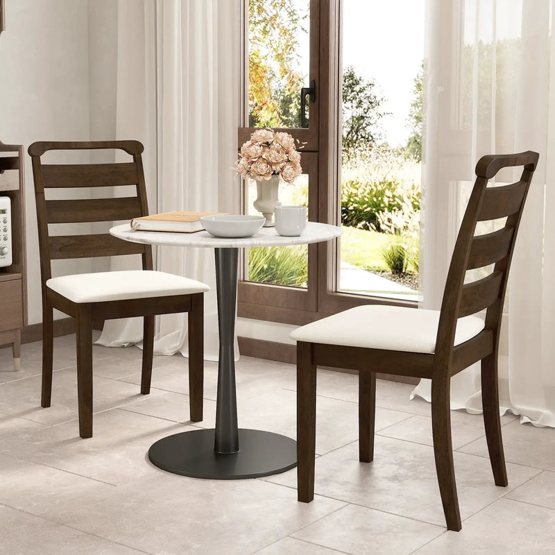 Polyester Upholstered Wooden Dining Chair Set of 2-Walnut by DirectDeals
