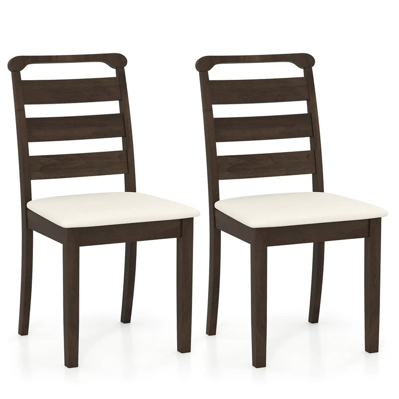 Polyester Upholstered Wooden Dining Chair Set of 2-Walnut by DirectDeals