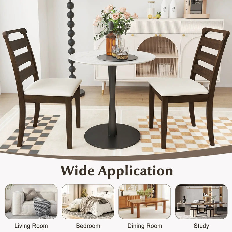 Polyester Upholstered Wooden Dining Chair Set of 2-Walnut by DirectDeals