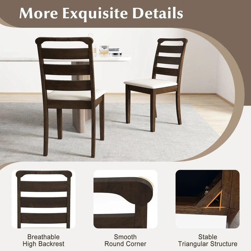 Polyester Upholstered Wooden Dining Chair Set of 2-Walnut by DirectDeals