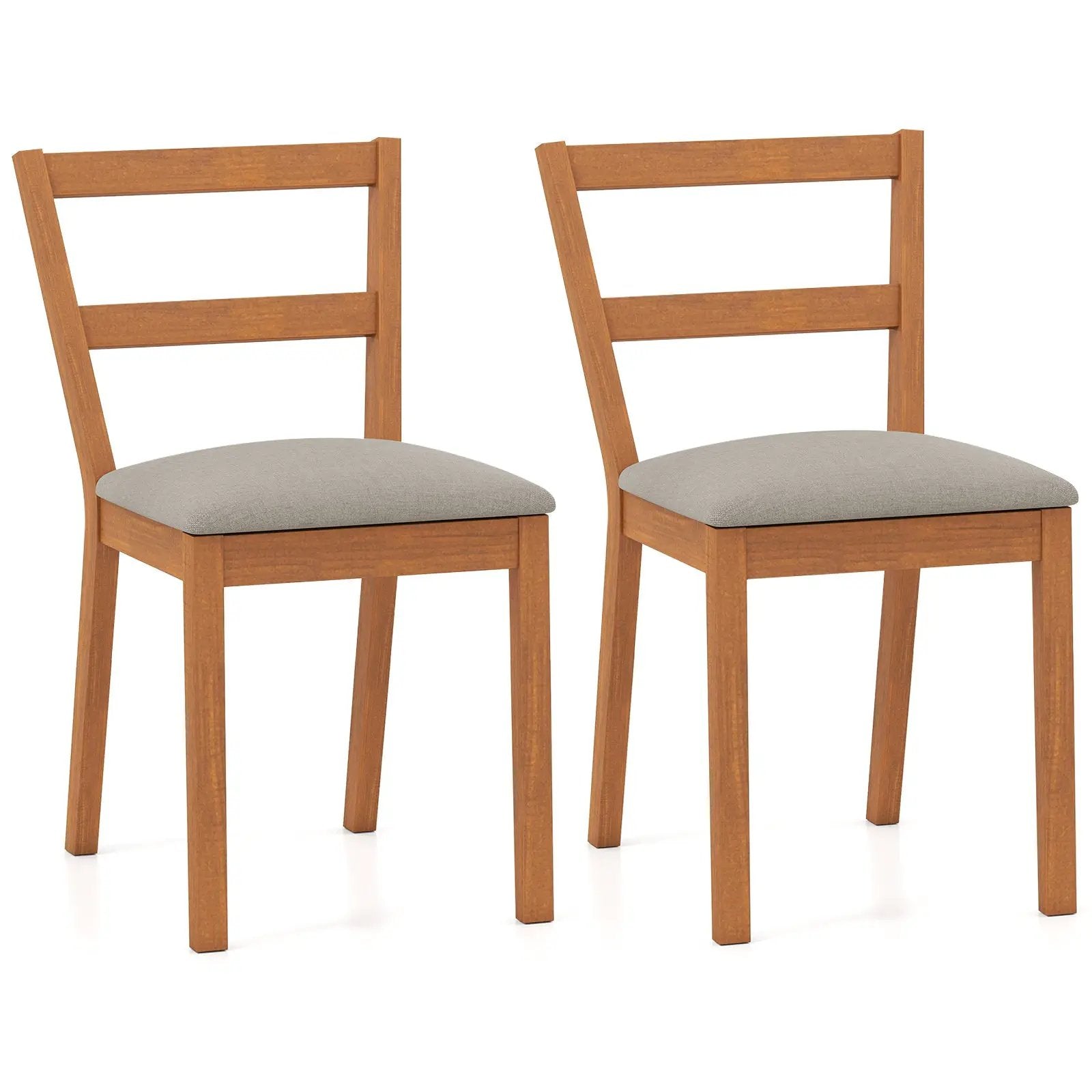Wooden Dining Chair Set of 2 Farmhouse Kitchen Chair with Upholstered Seat-Brown by DirectDeals