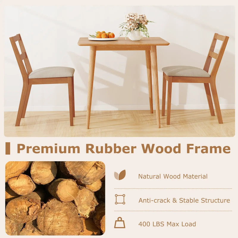 Wooden Dining Chair Set of 2 Farmhouse Kitchen Chair with Upholstered Seat-Brown by DirectDeals