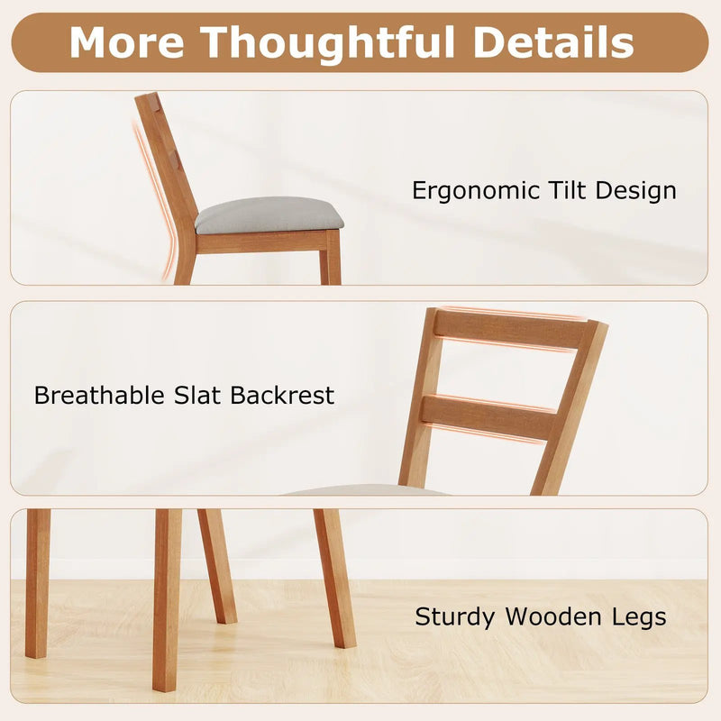 Wooden Dining Chair Set of 2 Farmhouse Kitchen Chair with Upholstered Seat-Brown by DirectDeals