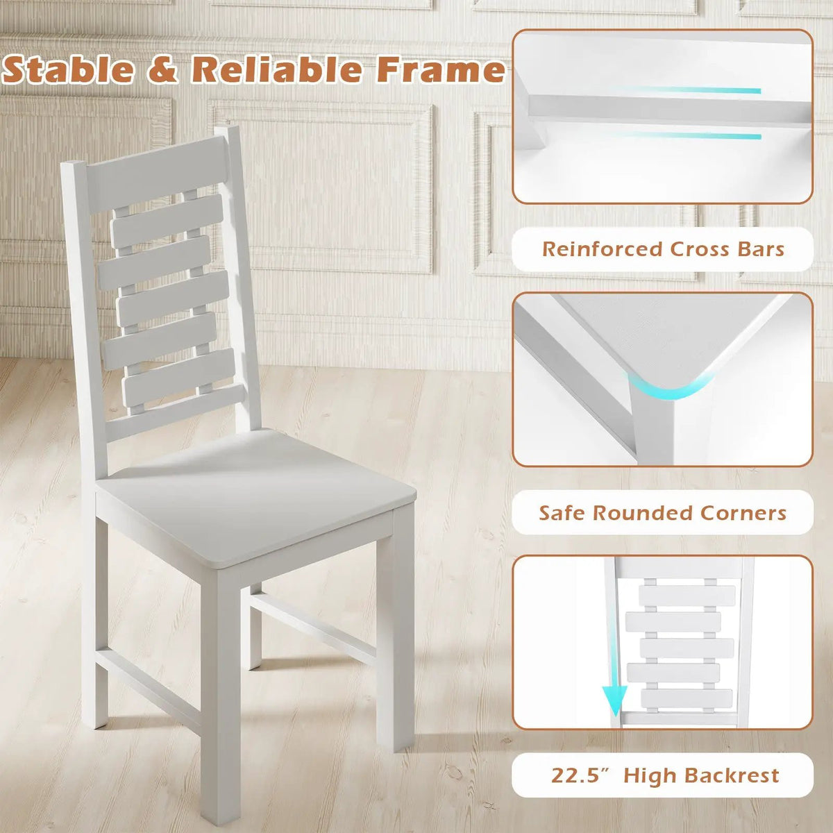 Wooden Dining Chair Set of 2 Solid Rubber Wood Kitchen Chairs by DirectDeals