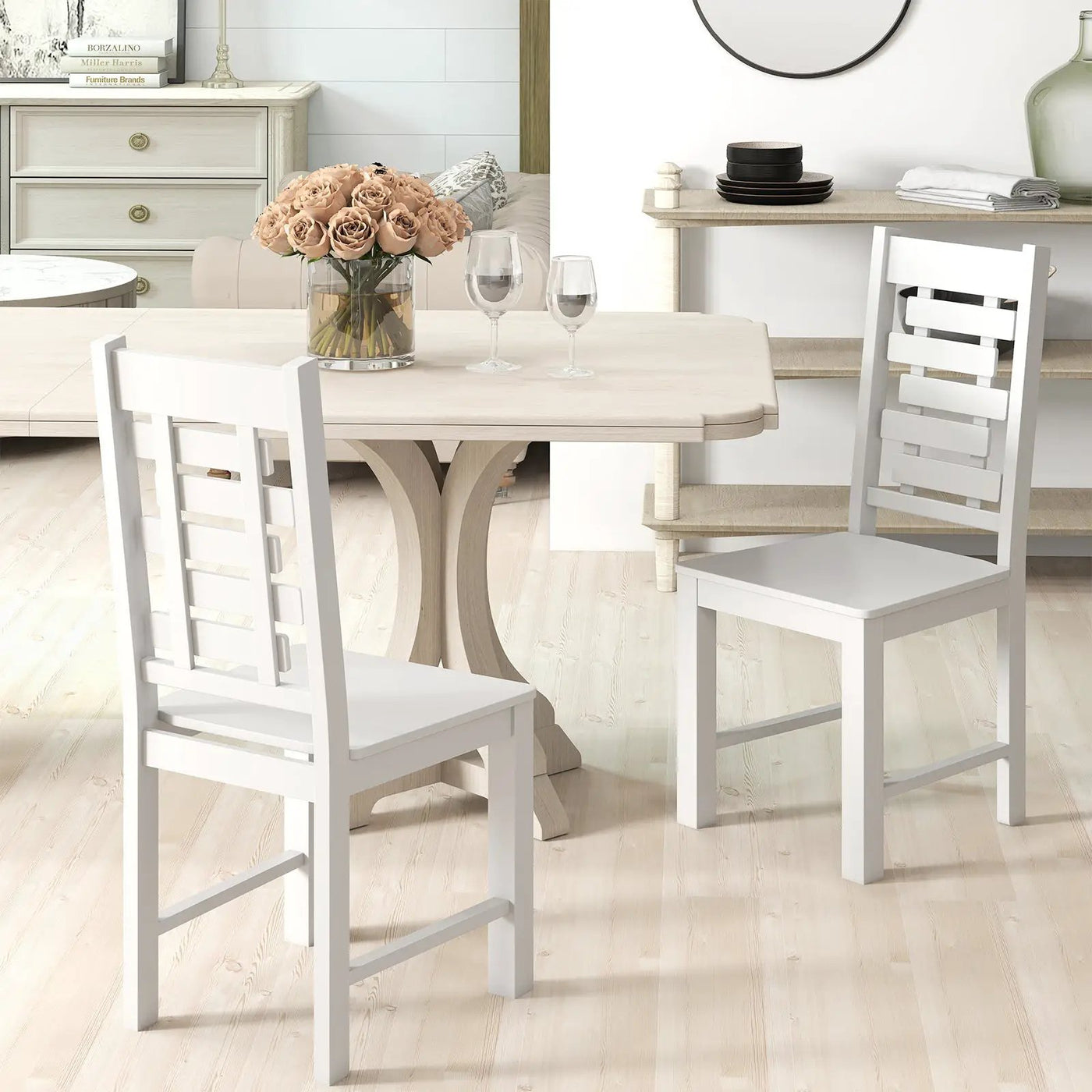 Wooden Dining Chair Set of 2 Solid Rubber Wood Kitchen Chairs by DirectDeals