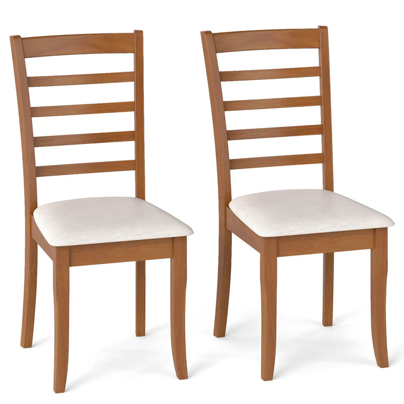 Wooden Dining Chair Set of 2 Modern Upholstered Kitchen Chair-Beige by DirectDeals