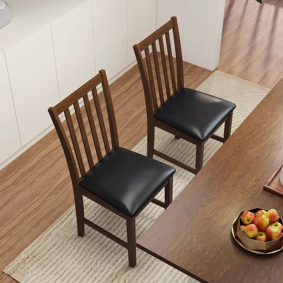 Wooden Dining Chair Set of 2 with Rubber Wood Frame and Padded Seat by DirectDeals