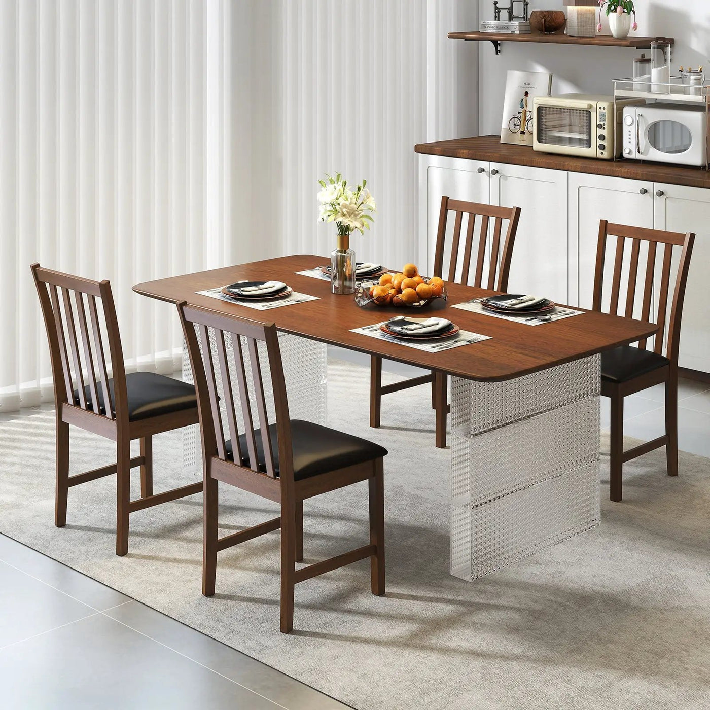 Wooden Dining Chair Set of 2 with Rubber Wood Frame and Padded Seat by DirectDeals
