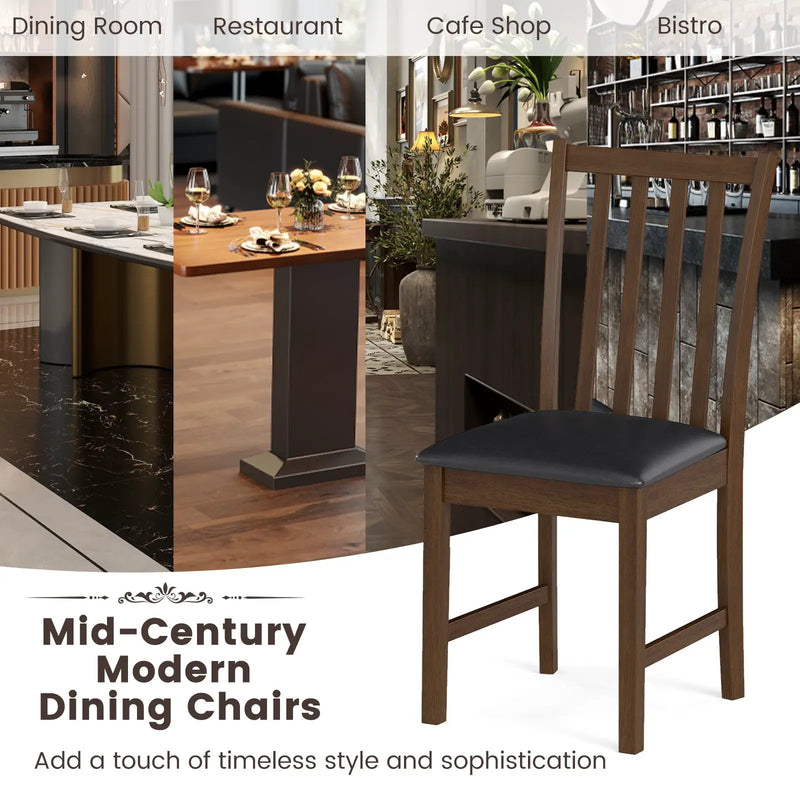 Wooden Dining Chair Set of 2 with Rubber Wood Frame and Padded Seat by DirectDeals