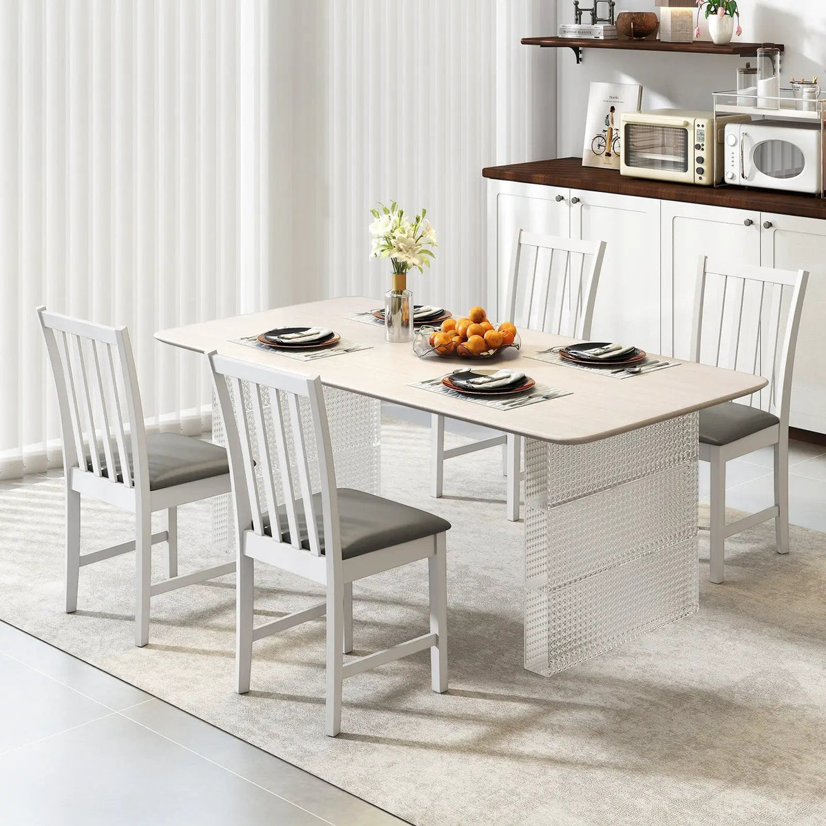 Wooden Dining Chair Set of 2 with Rubber Wood Frame and Padded Seat by DirectDeals