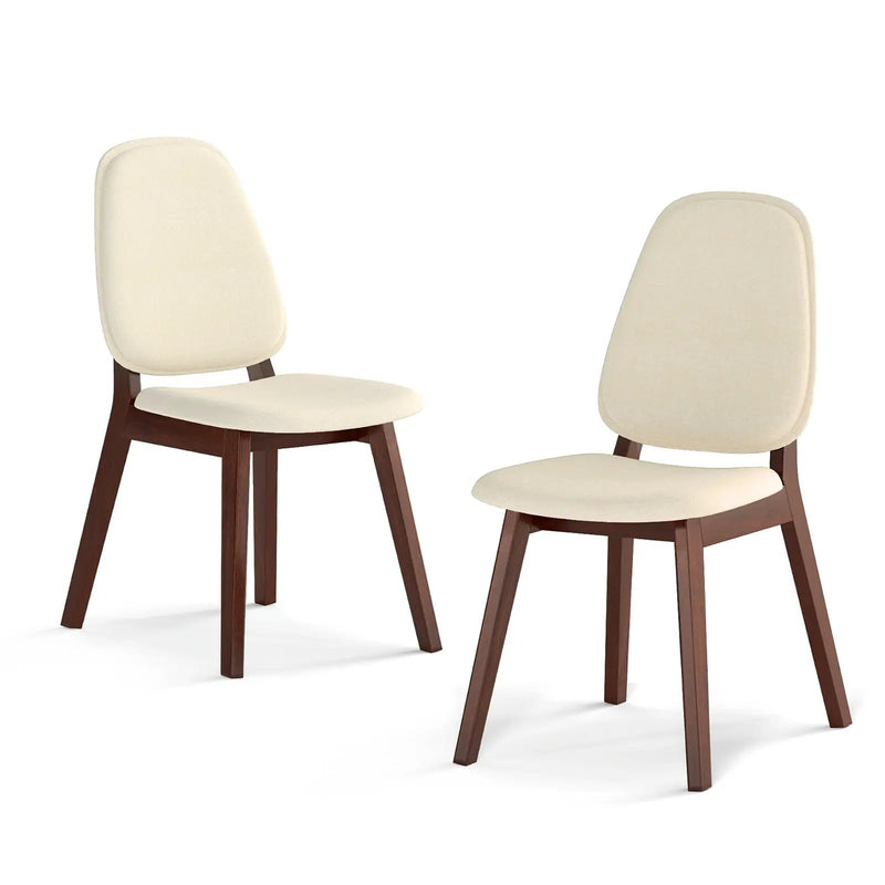 Wooden Dining Chair Set of 2 Mid-Century Modern Upholstered Side Armless Chair-Brown by DirectDeals