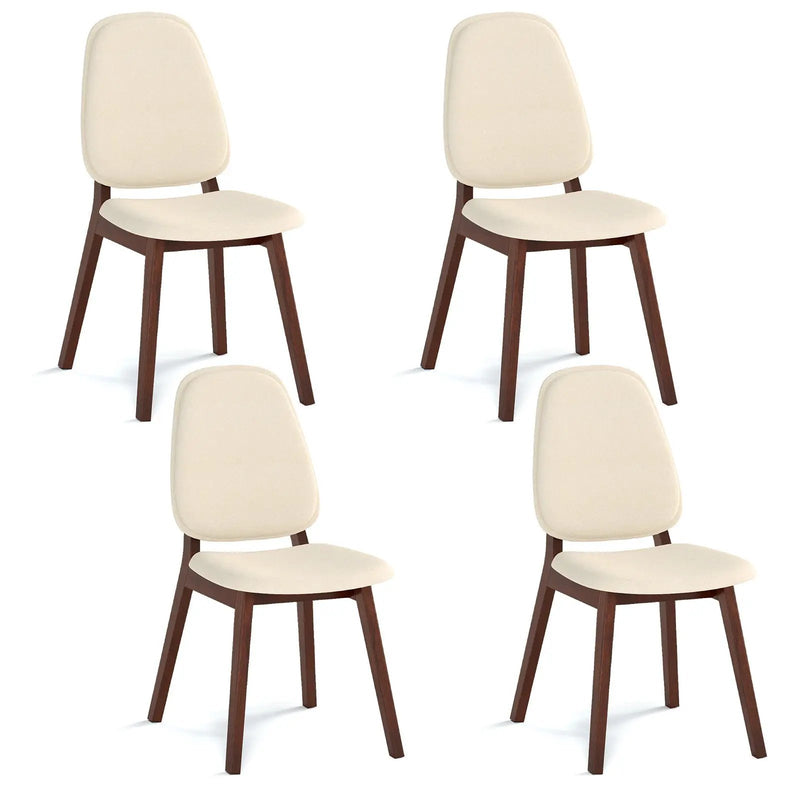 Wooden Dining Chair Set of 4 Mid-Century Modern Upholstered Side Armless Chair-Brown by DirectDeals