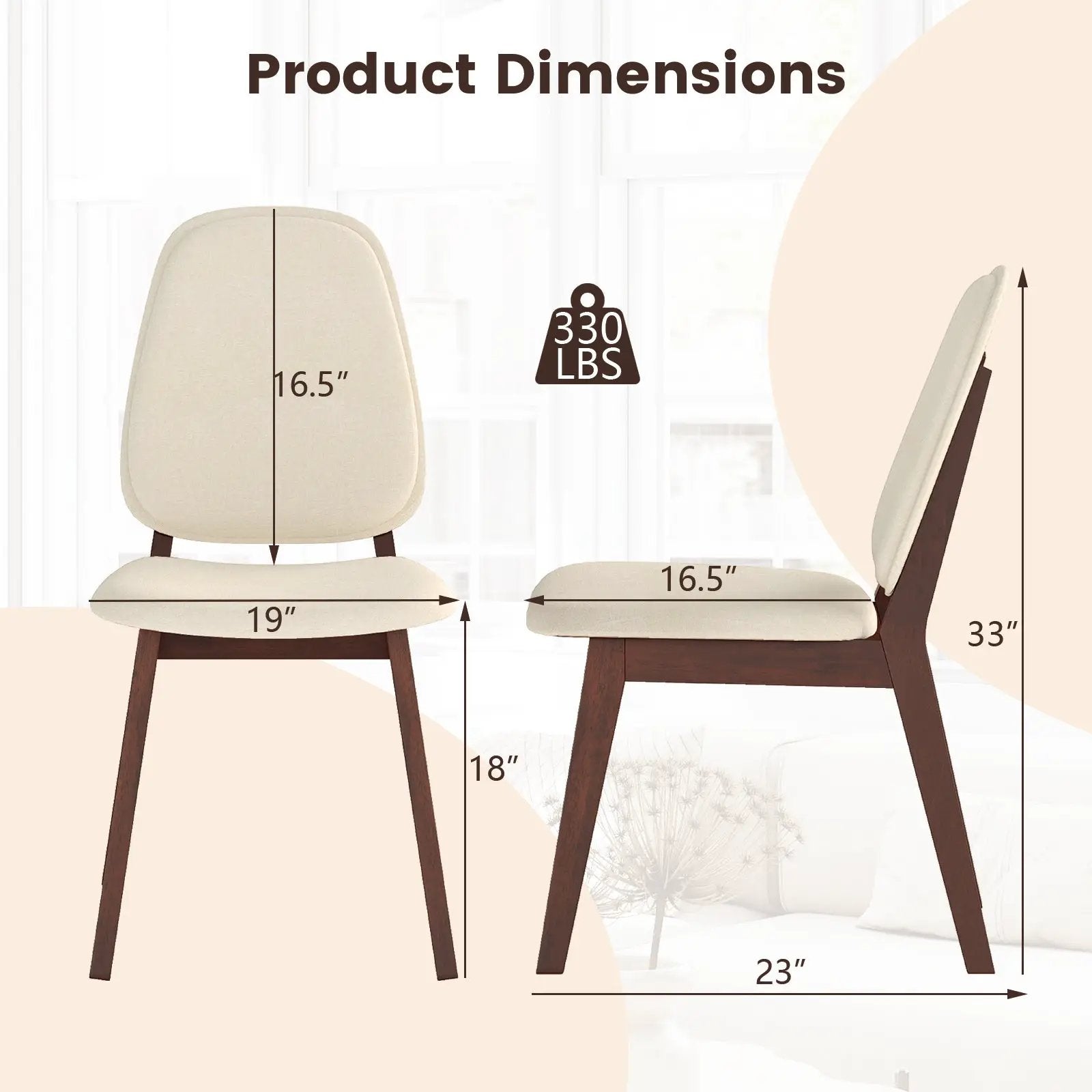 Wooden Dining Chair Set of 4 Mid-Century Modern Upholstered Side Armless Chair-Brown by DirectDeals