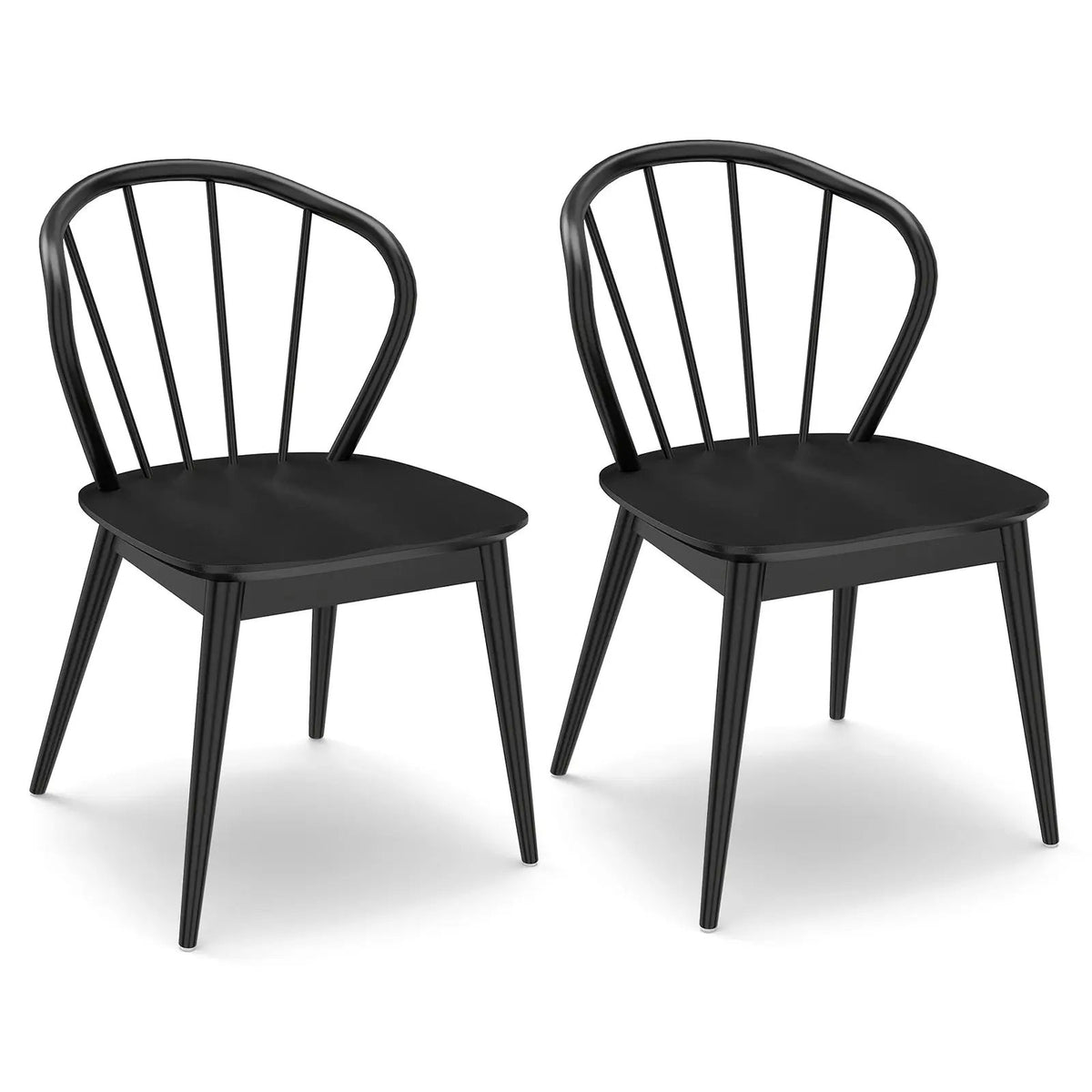 Wooden Dining Chair Set of 2 with High Spindle Back and Wide Seat by DirectDeals