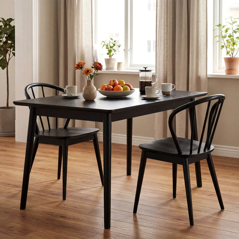 Wooden Dining Chair Set of 2 with High Spindle Back and Wide Seat by DirectDeals