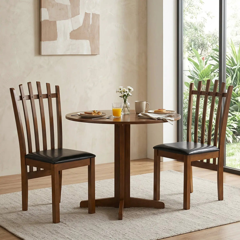 Dining Chairs Set of 2 with Spindle Back and PU Leather Seat by DirectDeals