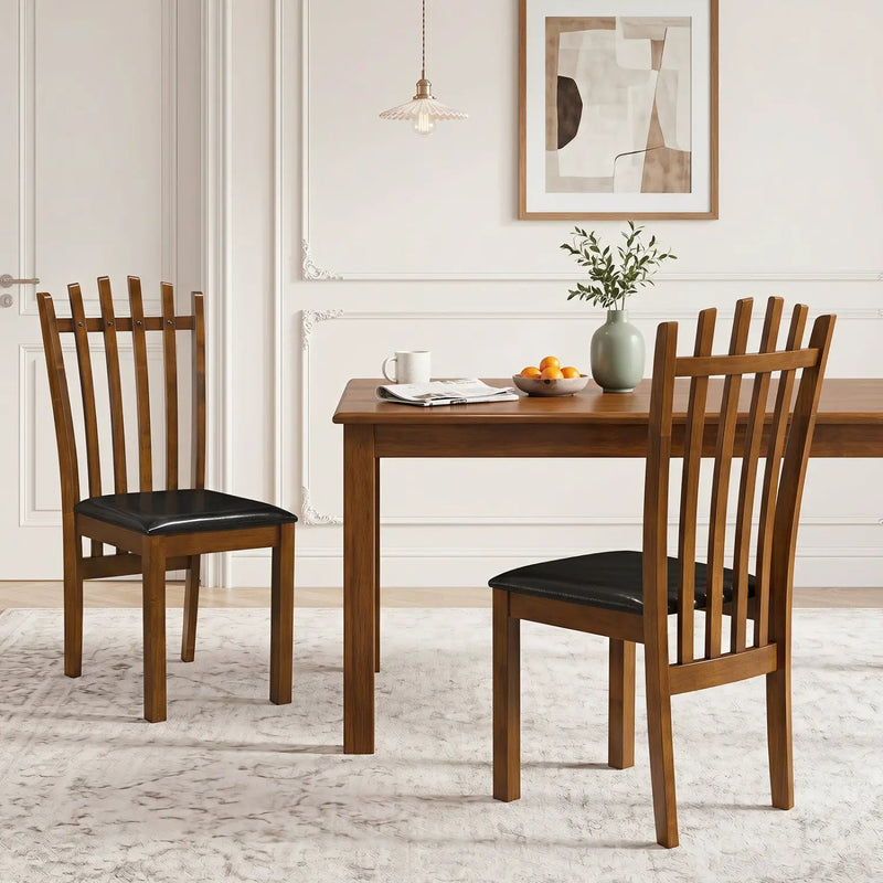 Dining Chairs Set of 2 with Spindle Back and PU Leather Seat by DirectDeals