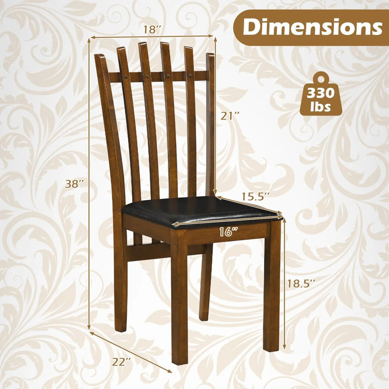 Dining Chairs Set of 4 with Spindle Back and PU Leather Seat by DirectDeals