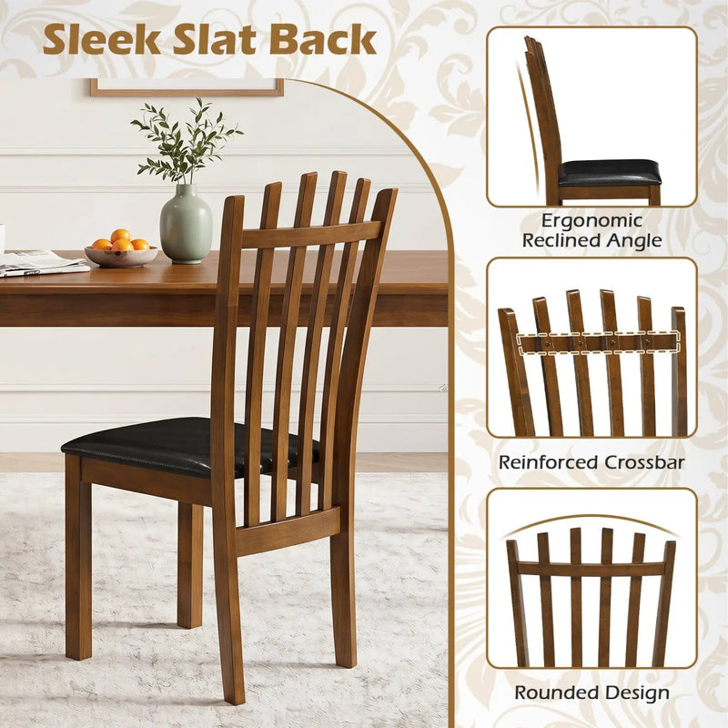 Dining Chairs Set of 4 with Spindle Back and PU Leather Seat by DirectDeals