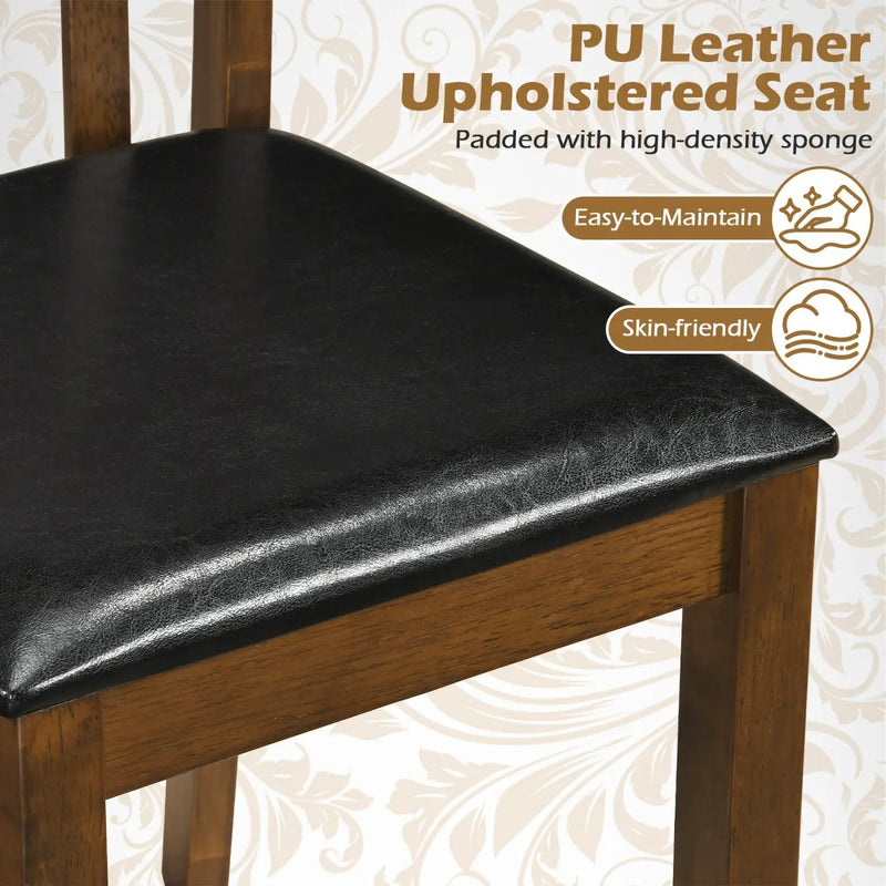 Dining Chairs Set of 4 with Spindle Back and PU Leather Seat by DirectDeals