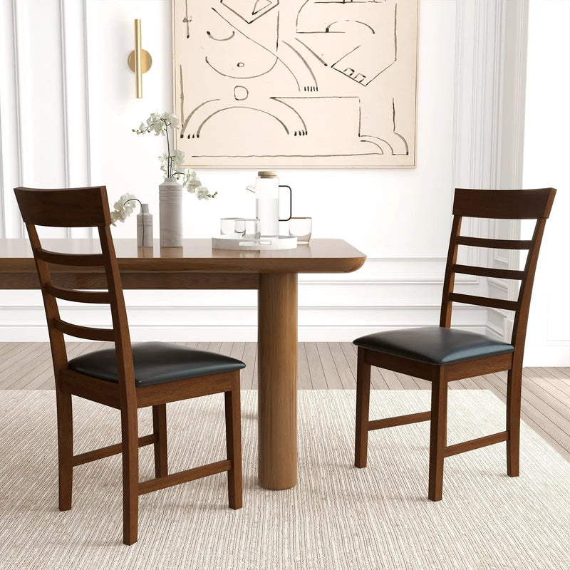 Wooden Dining Chair with Rubber Wood Frame Set of 2-Oak by DirectDeals
