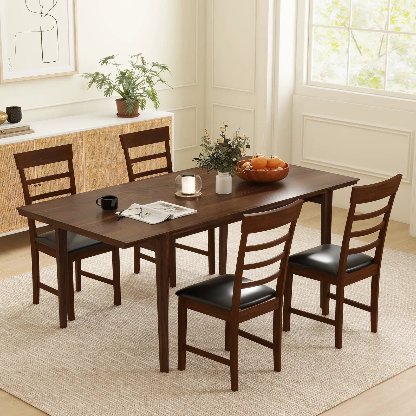 Wooden Dining Chair with Rubber Wood Frame Set of 2-Oak by DirectDeals