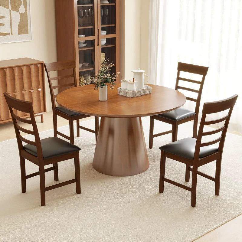 Wooden Dining Chair with Rubber Wood Frame Set of 2-Oak by DirectDeals