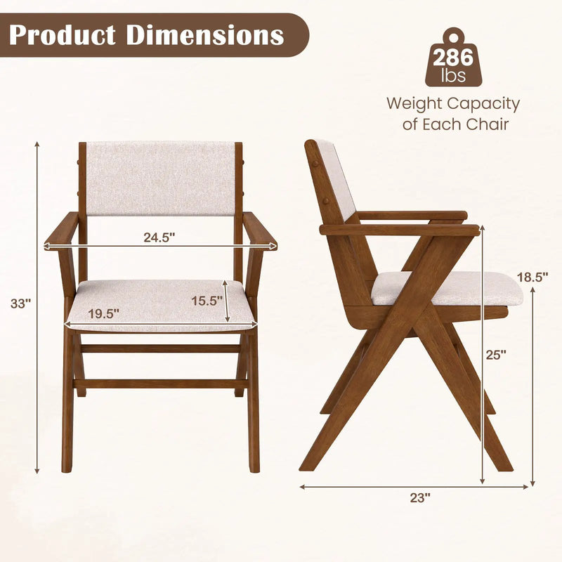 Wooden Dining Chair with Rubber Wood Frame Set of 2-Walnut by DirectDeals