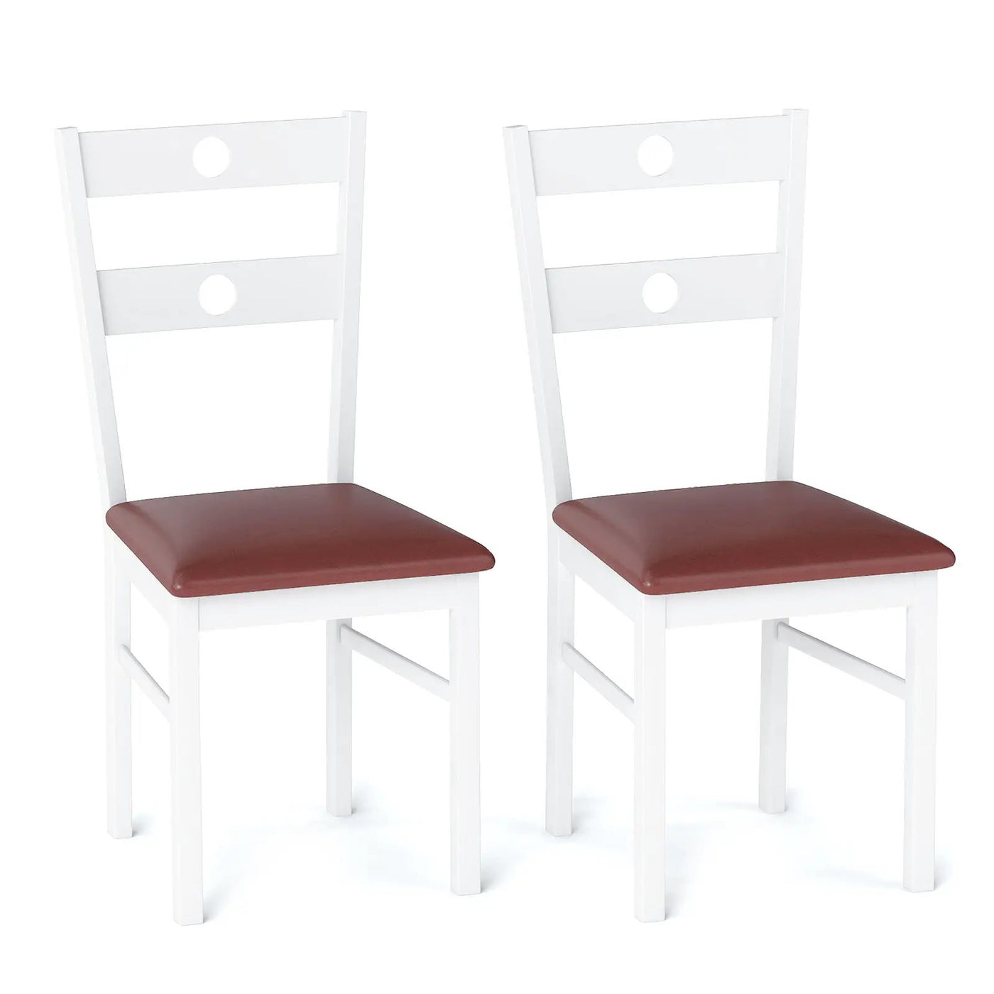 Wooden Dining Chairs Set of 2 Armless Kitchen Chairs with Hollowed Backrest by DirectDeals