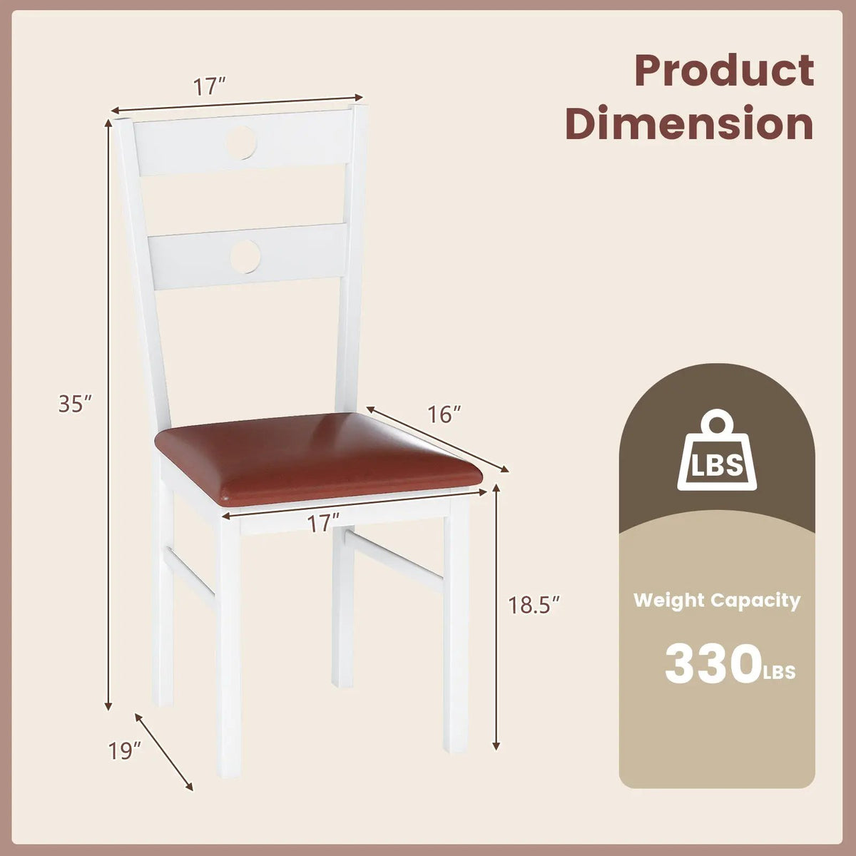 Wooden Dining Chairs Set of 2 Armless Kitchen Chairs with Hollowed Backrest by DirectDeals