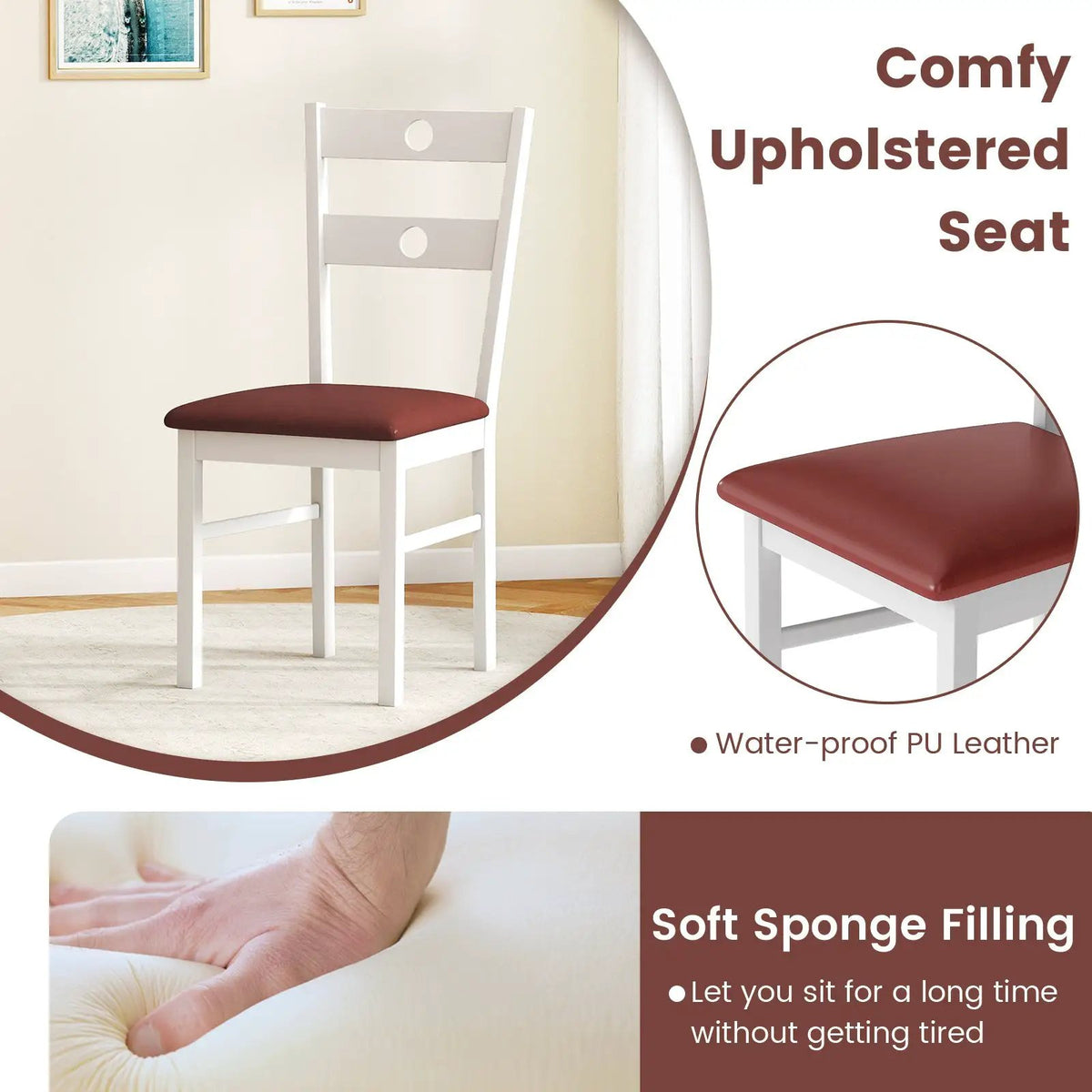 Wooden Dining Chairs Set of 2 Armless Kitchen Chairs with Hollowed Backrest by DirectDeals