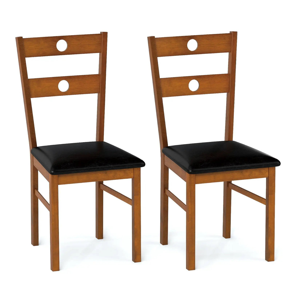 Wooden Dining Chairs Set of 2 Armless Kitchen Chairs with Hollowed Backrest by DirectDeals