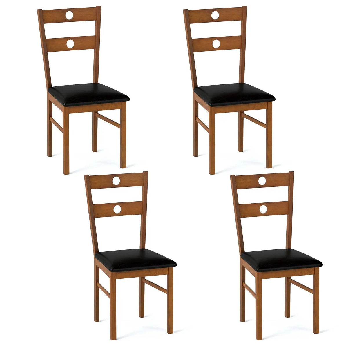 Wooden Dining Chairs Set of 4 Armless Kitchen Chairs with Hollowed Backrest by DirectDeals