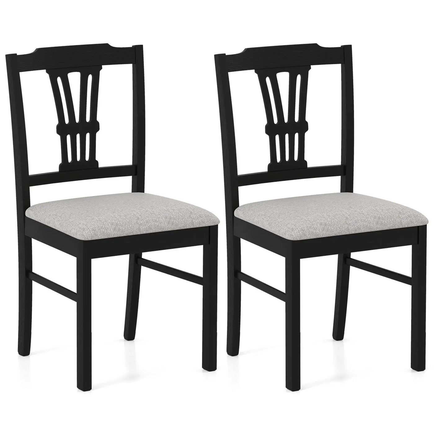 Wooden Dining Chairs Set of 2 Upholstered Kitchen Chairs with Solid Rubber Wood Frame by DirectDeals