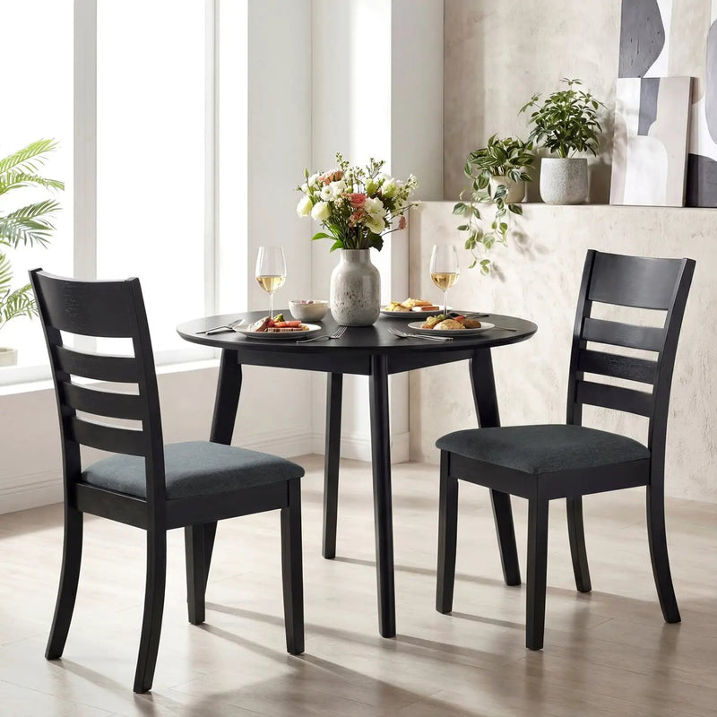 Wooden Dining Chairs Set of 4 Upholstered Kitchen Chairs with Rubber Wood Frame by DirectDeals
