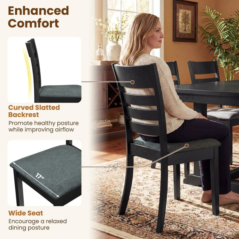 Wooden Dining Chairs Set of 4 Upholstered Kitchen Chairs with Rubber Wood Frame by DirectDeals