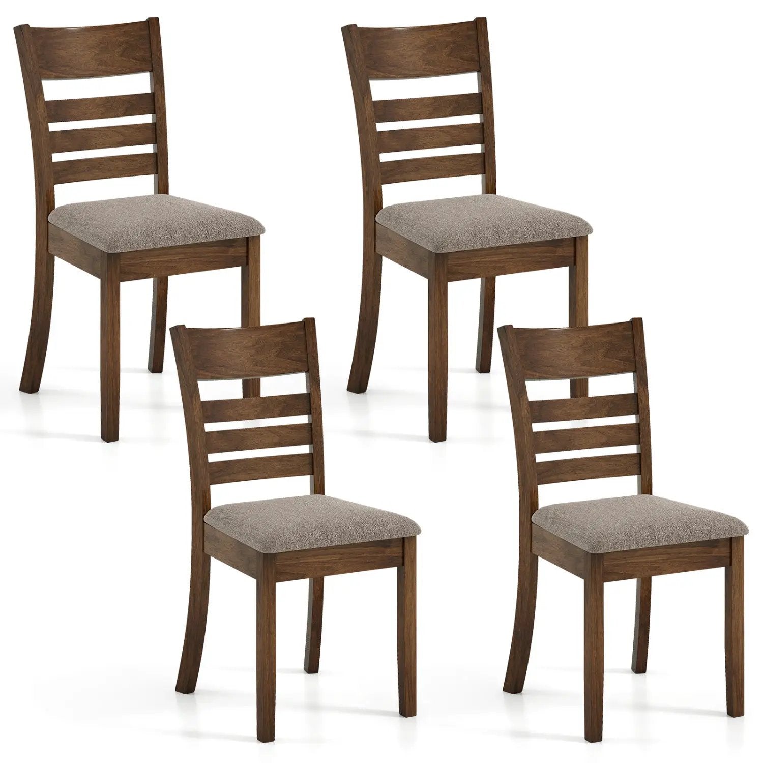 Wooden Dining Chairs Set of 4 Upholstered Kitchen Chairs with Rubber Wood Frame by DirectDeals