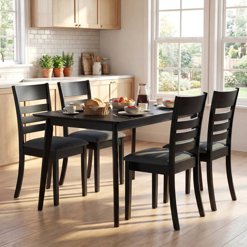 Wooden Dining Chairs Set of 2 Upholstered Kitchen Chairs with Rubber Wood Frame by DirectDeals