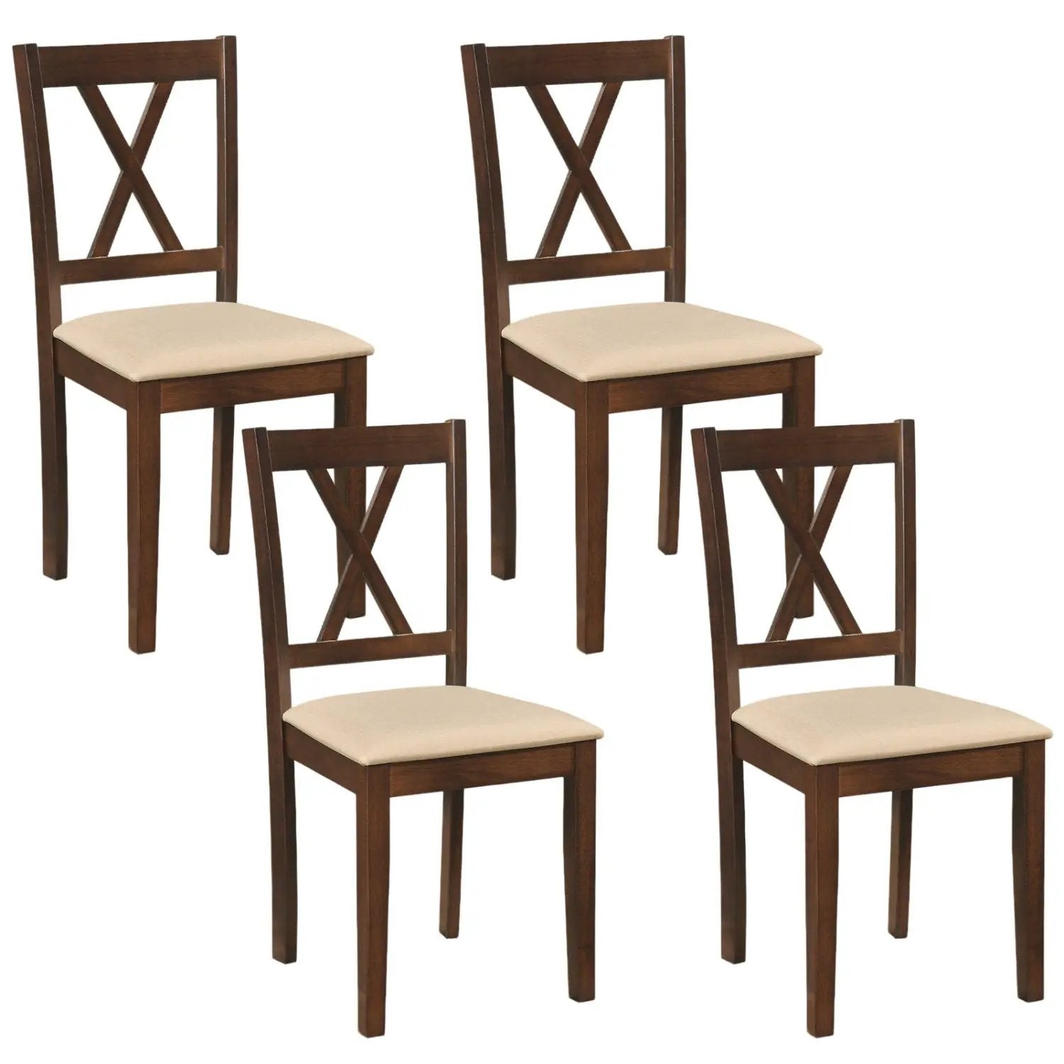 Wooden Dining Chairs Set of 4 Fabric Upholstered Kitchen Chairs by DirectDeals