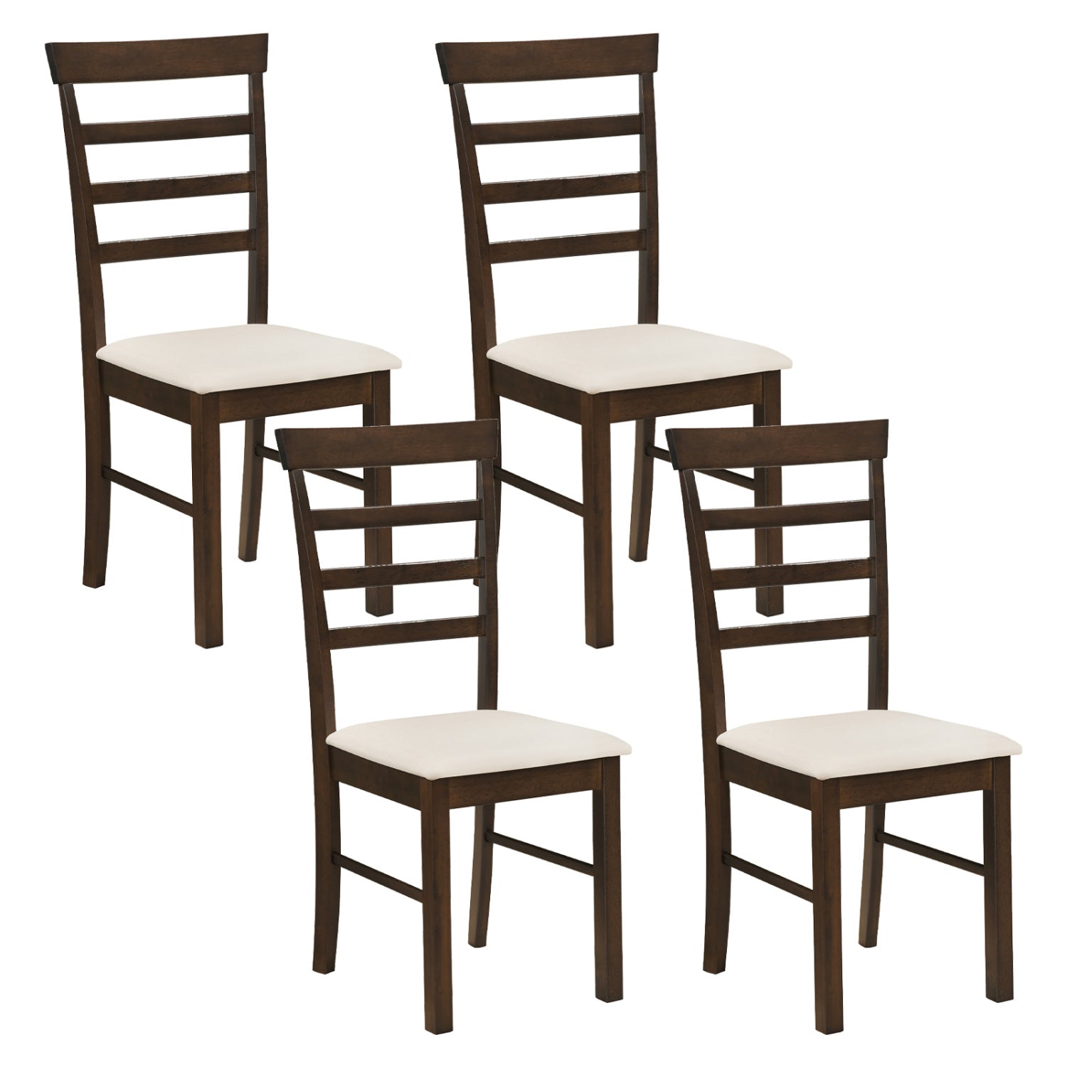 Dining Chairs Set of 4 with Fabric Cushion and Wood Frame by DirectDeals