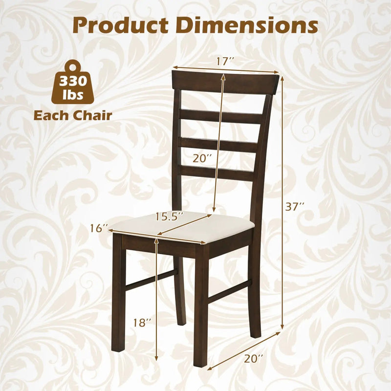 Dining Chairs Set of 4 with Fabric Cushion and Wood Frame by DirectDeals