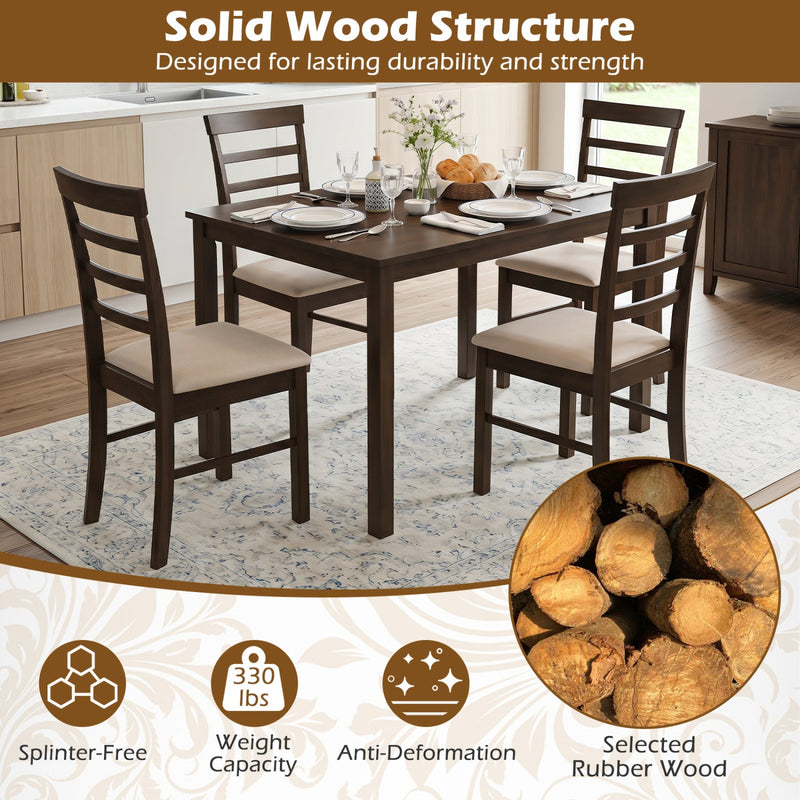 Dining Chairs Set of 4 with Fabric Cushion and Wood Frame by DirectDeals