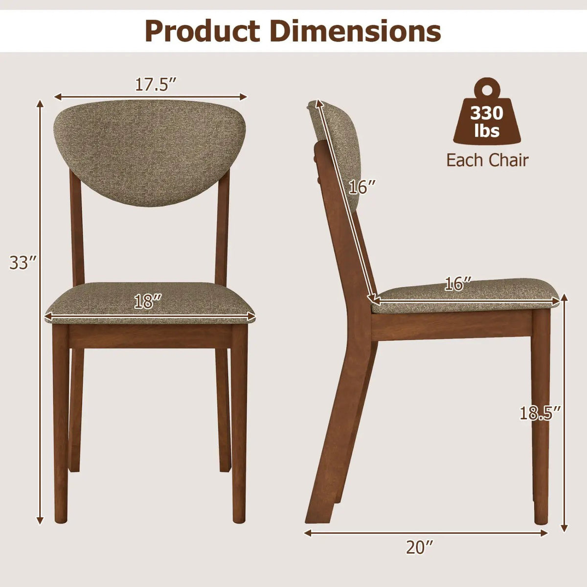 Dining Chairs Set of 4 with Padded Seats and Backrest by DirectDeals