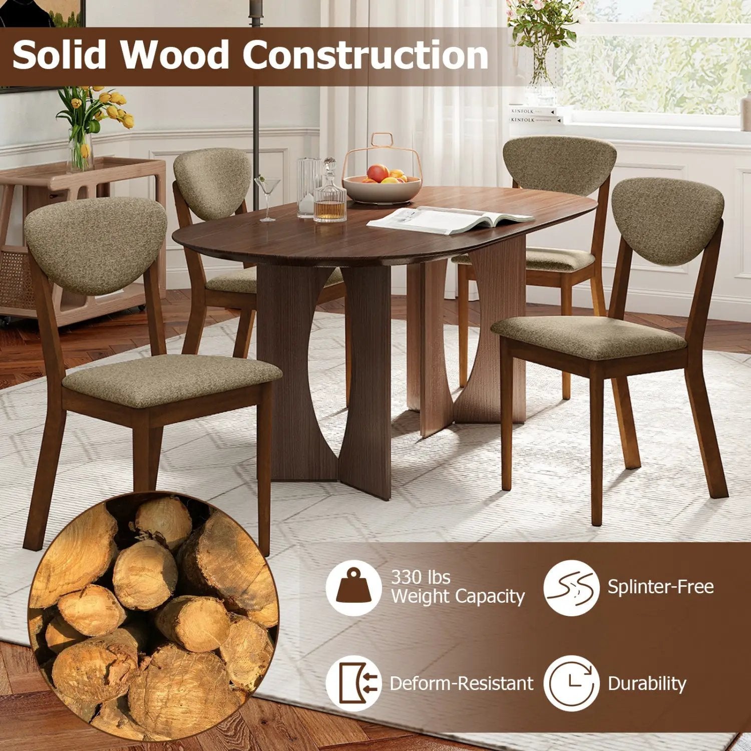 Dining Chairs Set of 4 with Padded Seats and Backrest by DirectDeals
