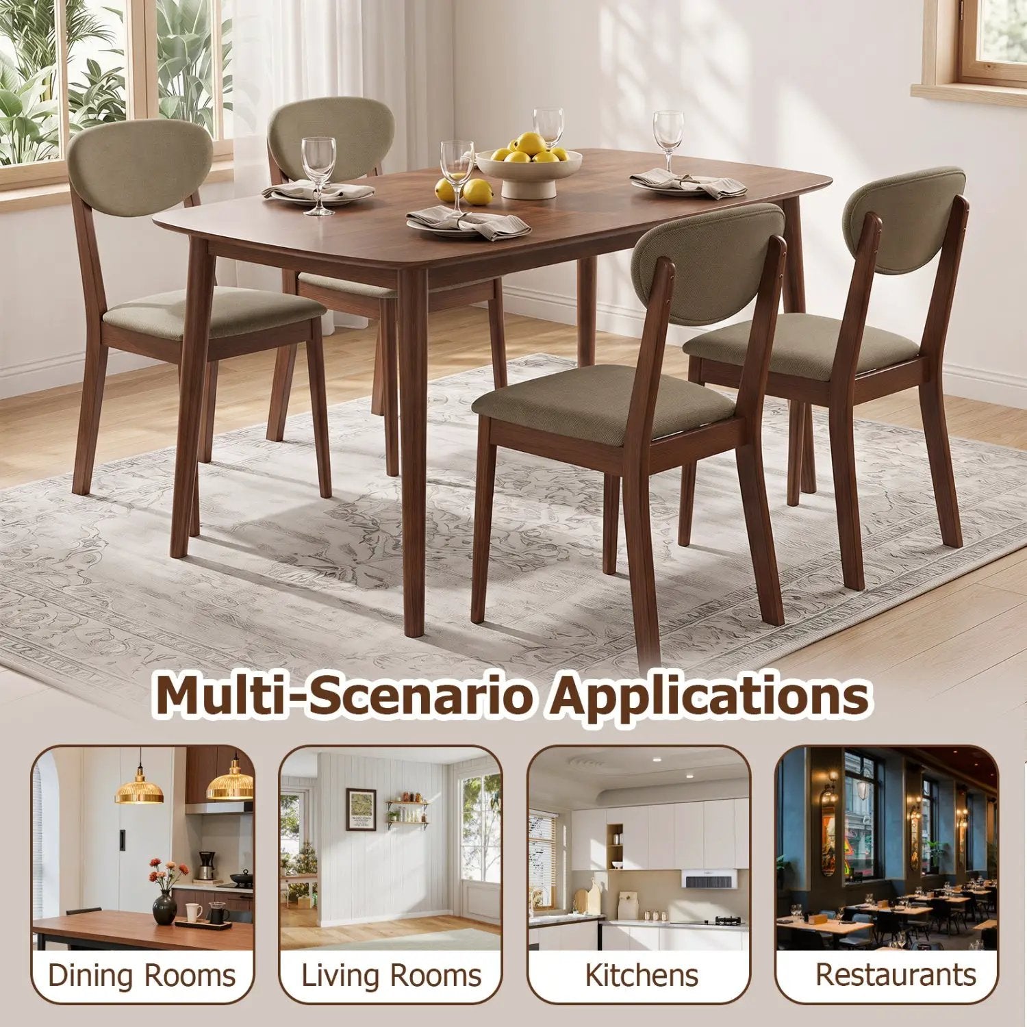 Dining Chairs Set of 4 with Padded Seats and Backrest by DirectDeals