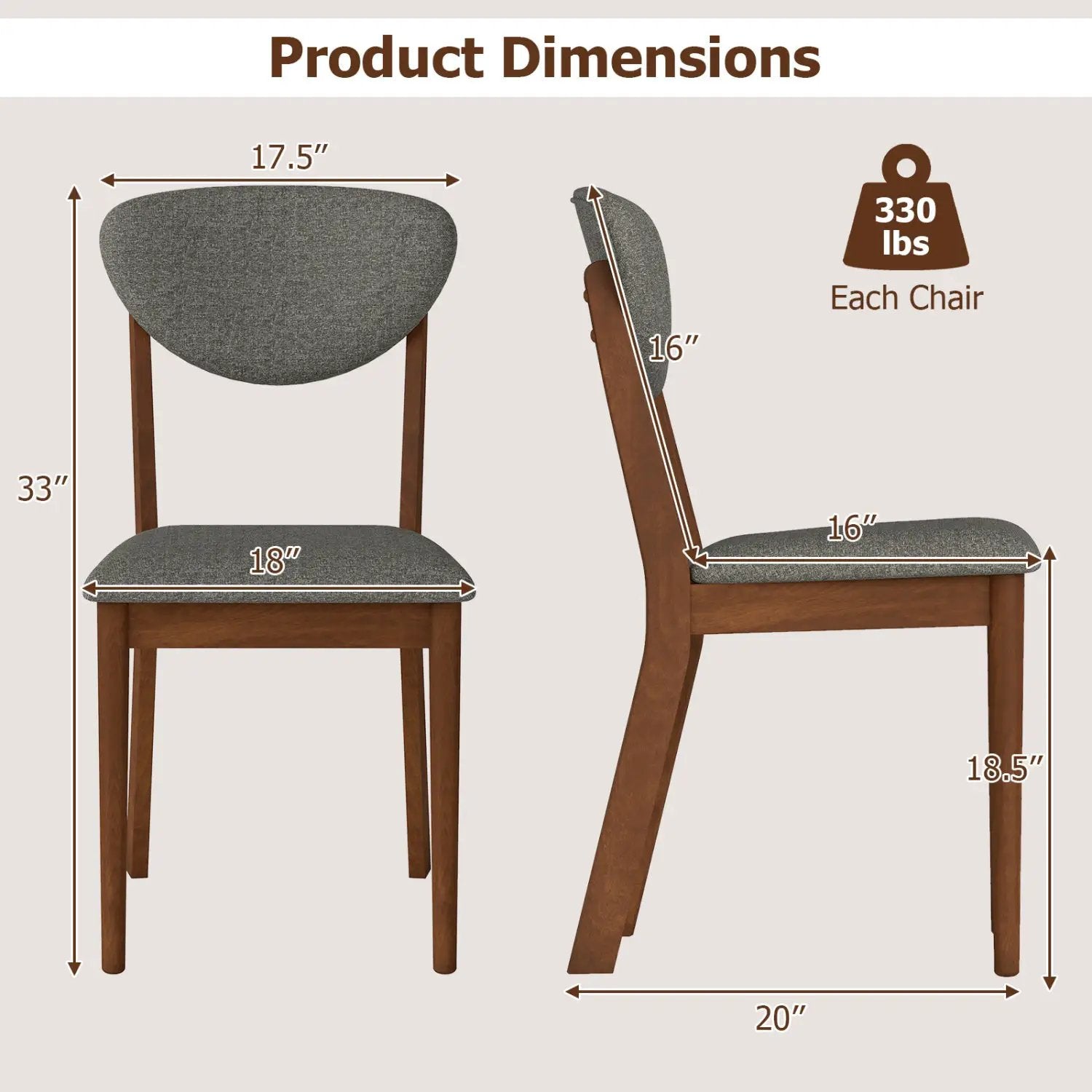Dining Chairs Set of 4 with Padded Seats and Backrest by DirectDeals