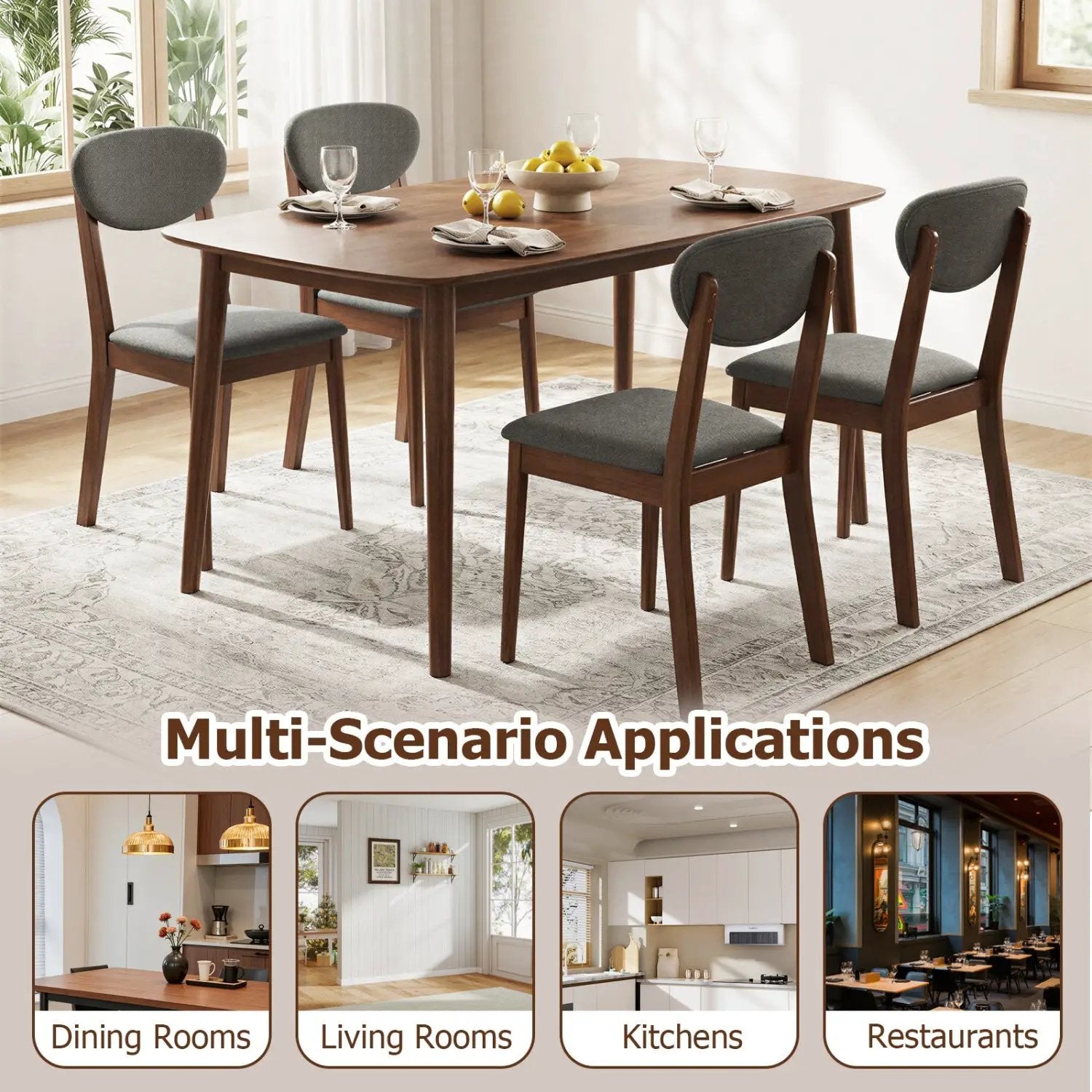 Dining Chairs Set of 4 with Padded Seats and Backrest by DirectDeals